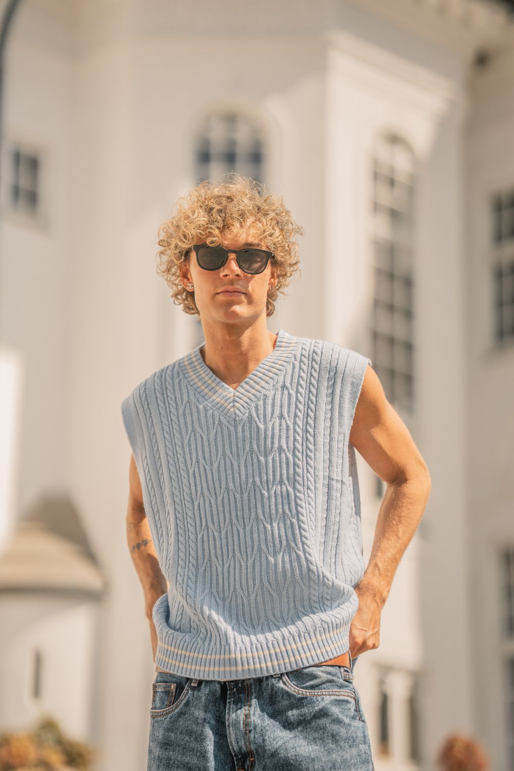 Kabel Strikvest Lyseblå | Skagen-clothing.dk